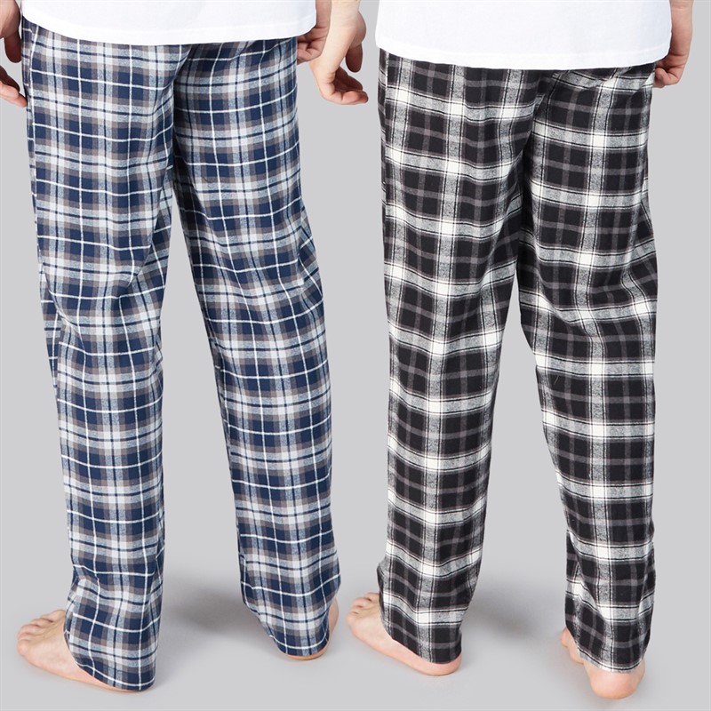 Onfire Mens Two Pack Woven Check Pyjama Pants Navy/Grey