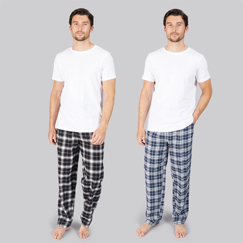 Onfire Mens Two Pack Woven Check Pyjama Pants Navy/Grey