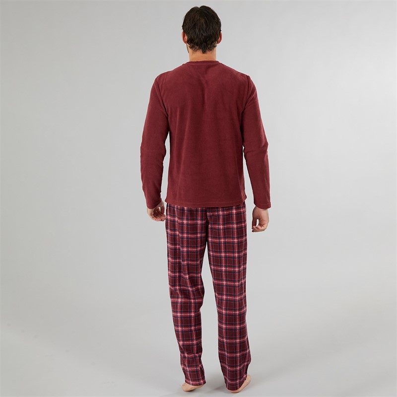 Onfire Mens Microfleece Loungewear Set Burgundy/Navy