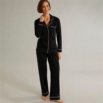 Onfire Womens Button Up Pyjama Set Black/White