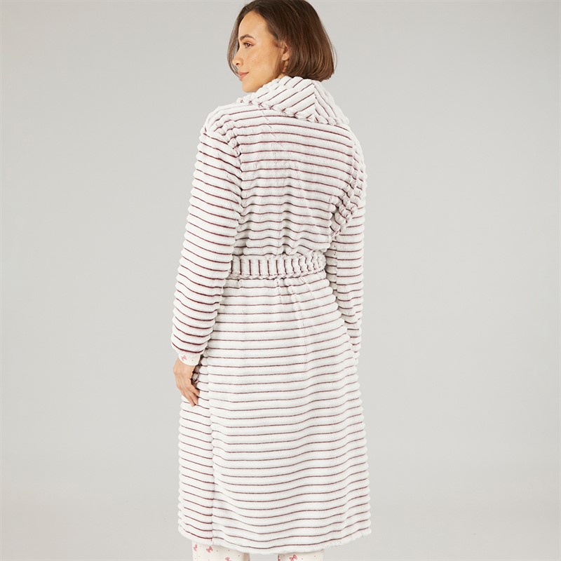 Onfire Womens Frosted Fleece Ribbed Dressing Gown Plum