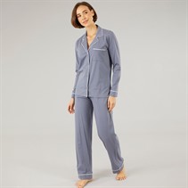 Onfire Womens Button-Up Pyjama Set Grey/White