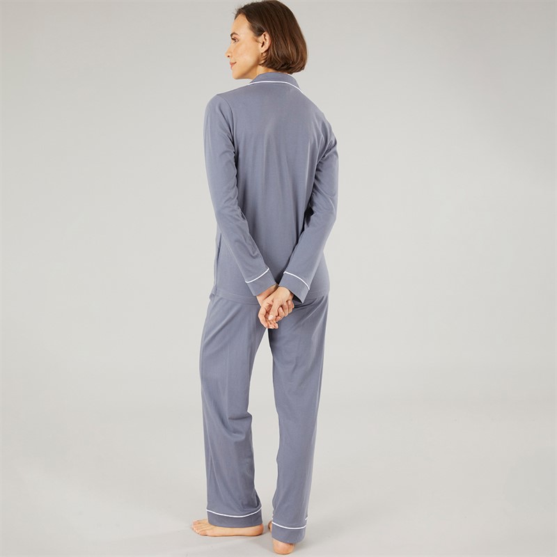 Onfire Womens Button-Up Pyjama Set Grey/White