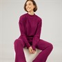 Onfire Womens Rib Top And Wide Leg Trousers Lounge Set Plum