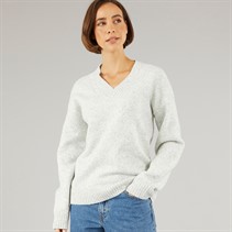 Onfire Womens V-Neck Supersoft Wool Mix Jumper Grey