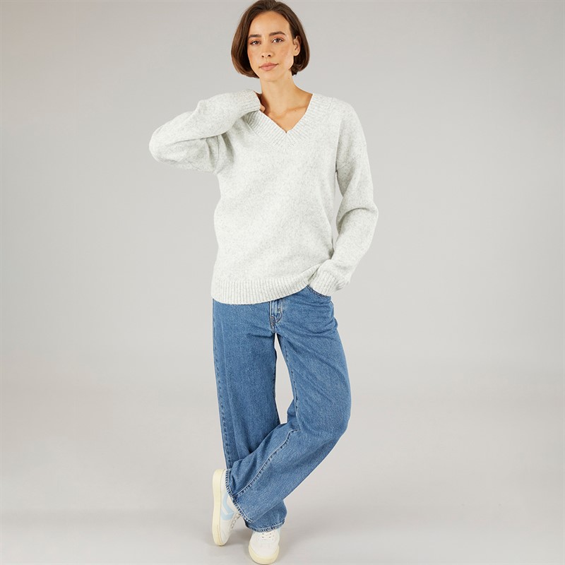 Onfire Womens V-Neck Supersoft Wool Mix Jumper Grey