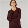 Onfire Womens V-Neck Supersoft Wool Mix Jumper Burgundy