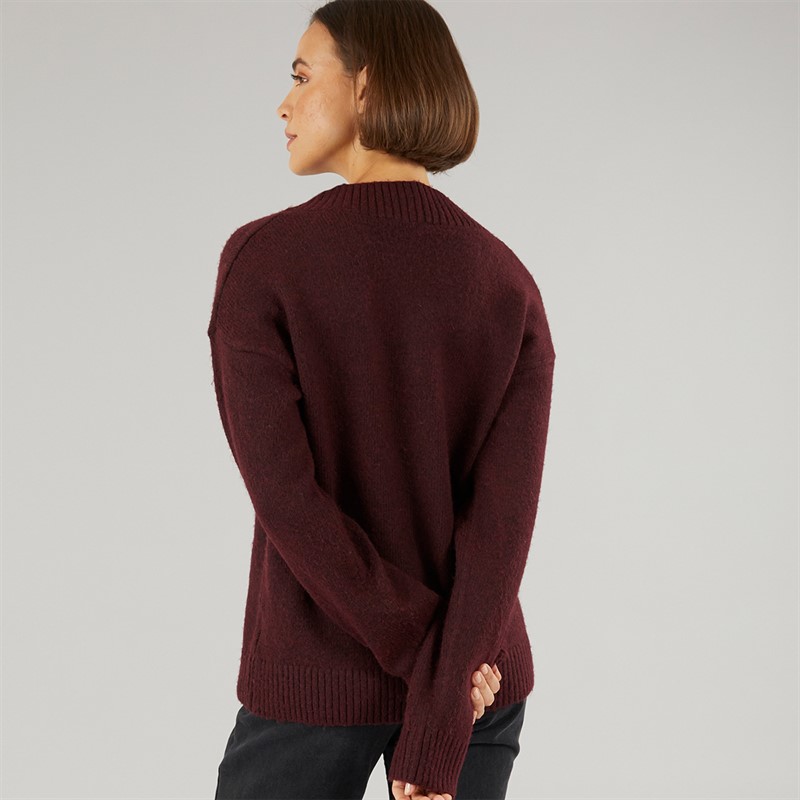 Onfire Womens V-Neck Supersoft Wool Mix Jumper Burgundy