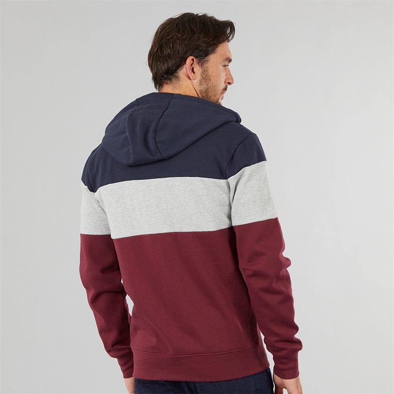 Onfire Mens Colour Block Zip Through Hoodie Navy/Tawny Port