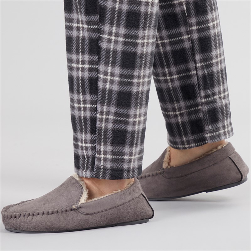 Onfire Mens Memory Foam Driving Moccasin Slippers Charcoal