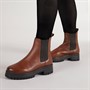 Onfire Womens Leather Chunky Chelsea Boots Brown Mahogany