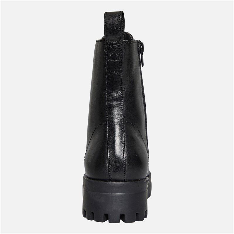 Onfire Womens Chunky Leather Lace Up Boots Black