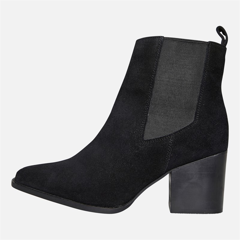 Onfire Womens Heeled Suede Chelsea Boots Black