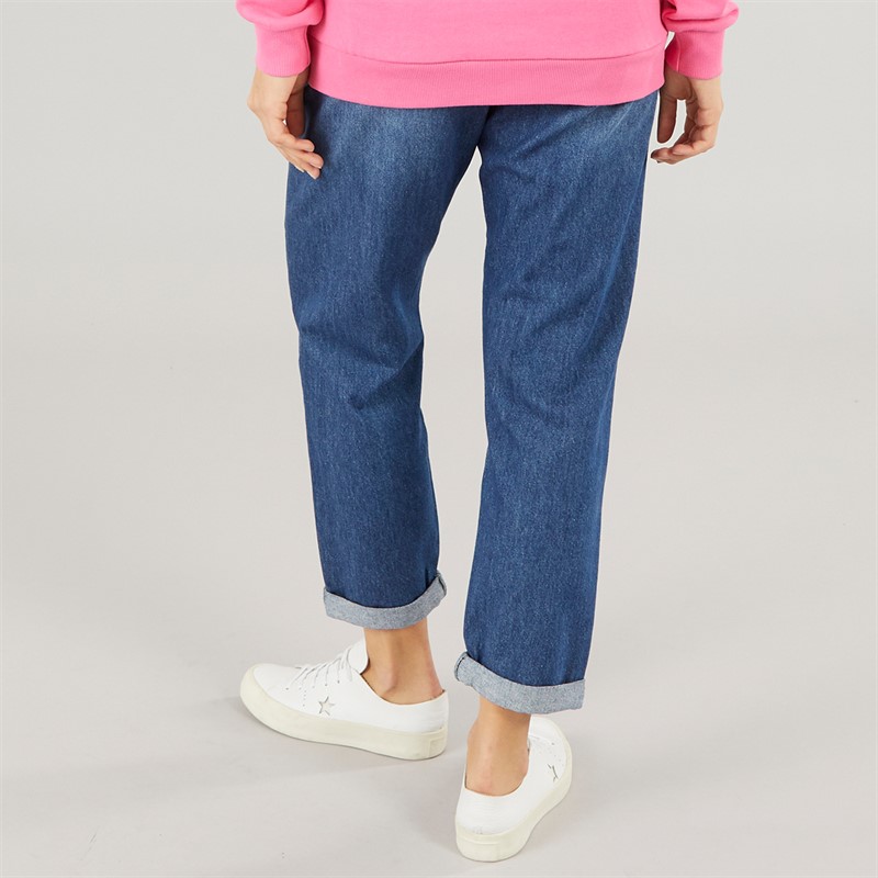 Onfire Womens Elasticated Waist Roll Up Jeans Mid Wash