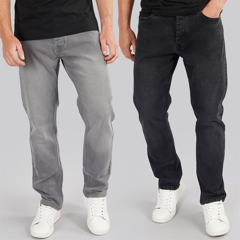 Onfire Mens Two Pack Slim Fit Jeans Charcoal Wash/Grey