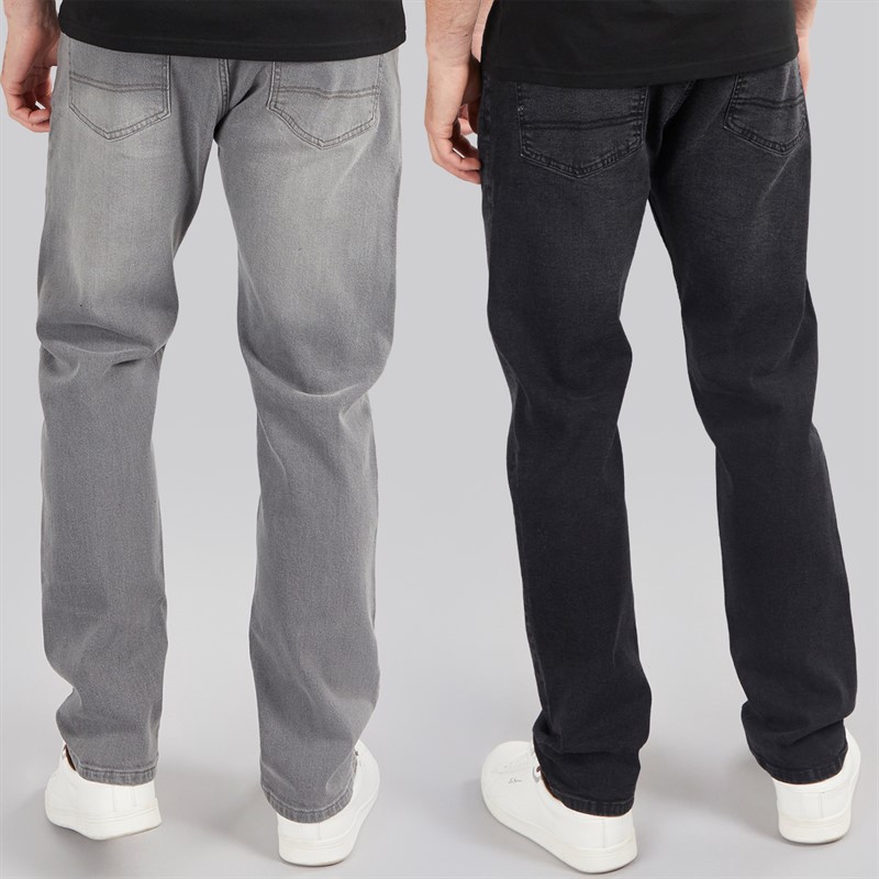 Onfire Mens Two Pack Slim Fit Jeans Charcoal Wash/Grey
