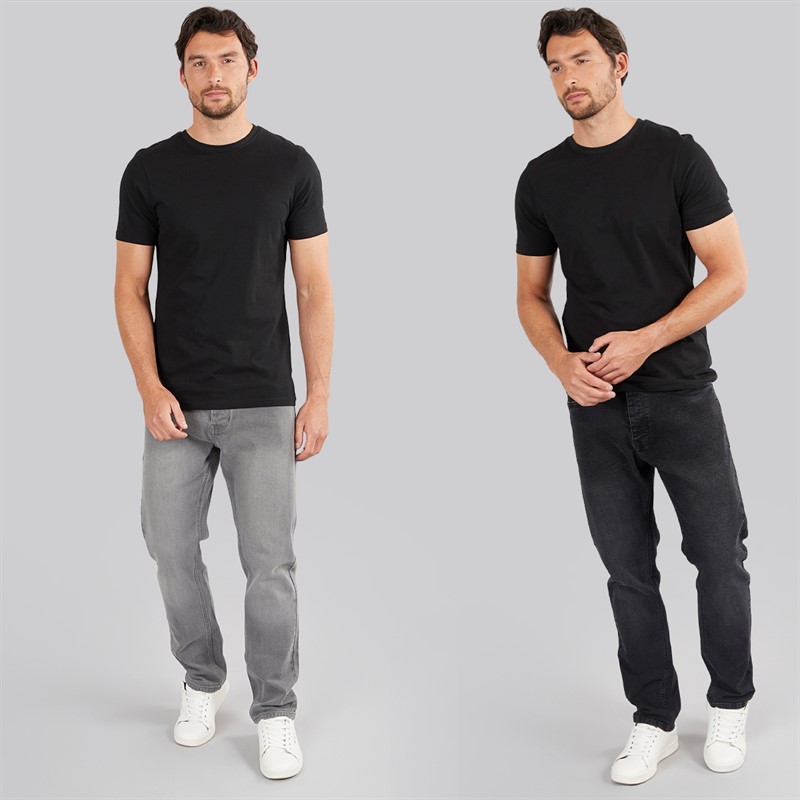 Onfire Mens Two Pack Slim Fit Jeans Charcoal Wash/Grey