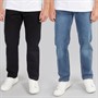 Onfire Mens Two Pack Straight Fit Jeans Mid Wash Blue/Black