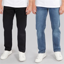 Onfire Mens Two Pack Straight Fit Jeans Mid Wash Blue/Black