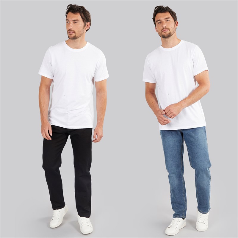 Onfire Mens Two Pack Straight Fit Jeans Mid Wash Blue/Black