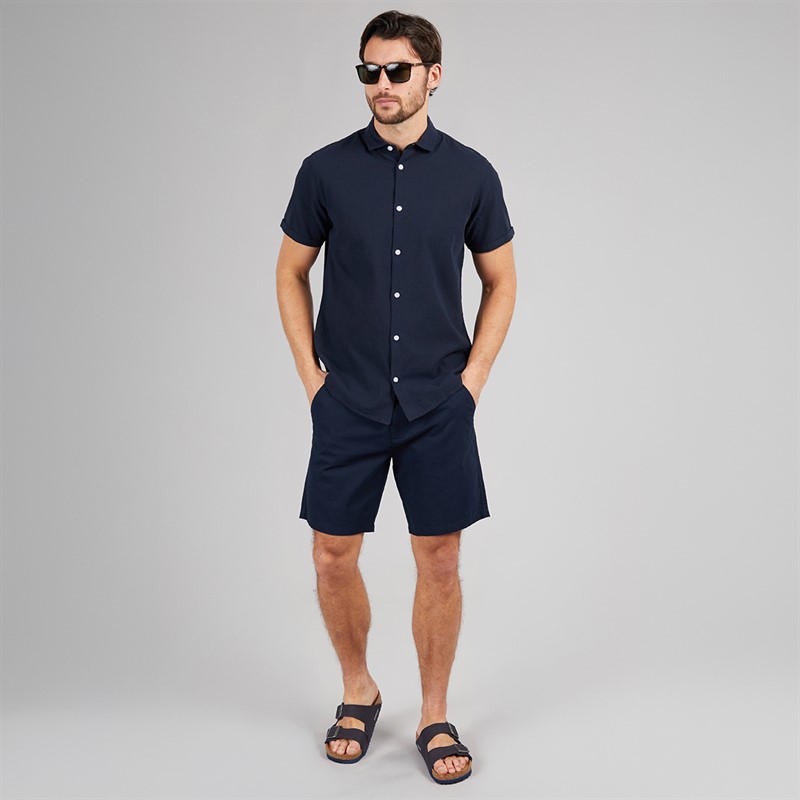 Onfire Mens Linen Shorts Navy