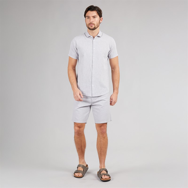 Onfire Mens Linen Shorts Light Grey