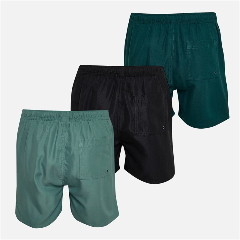 Onfire Mens Three Pack Swim Shorts Black/Forest Green/Petrol