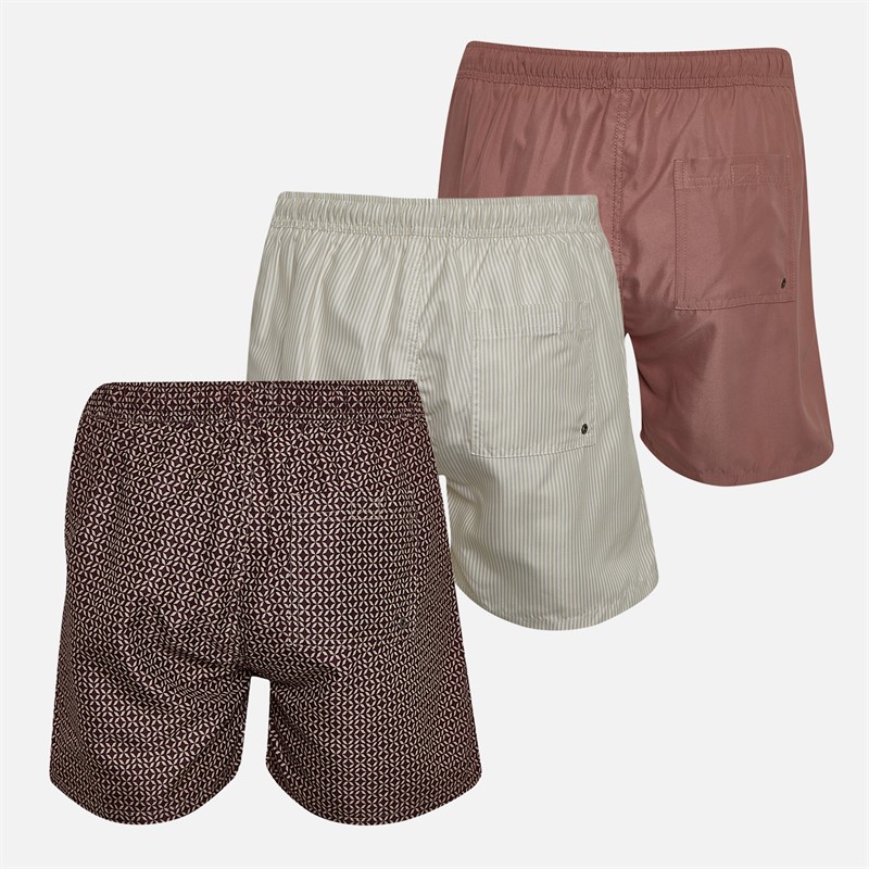 Onfire Mens Printed Three Pack Swim Shorts Geo/Stripe/Blush