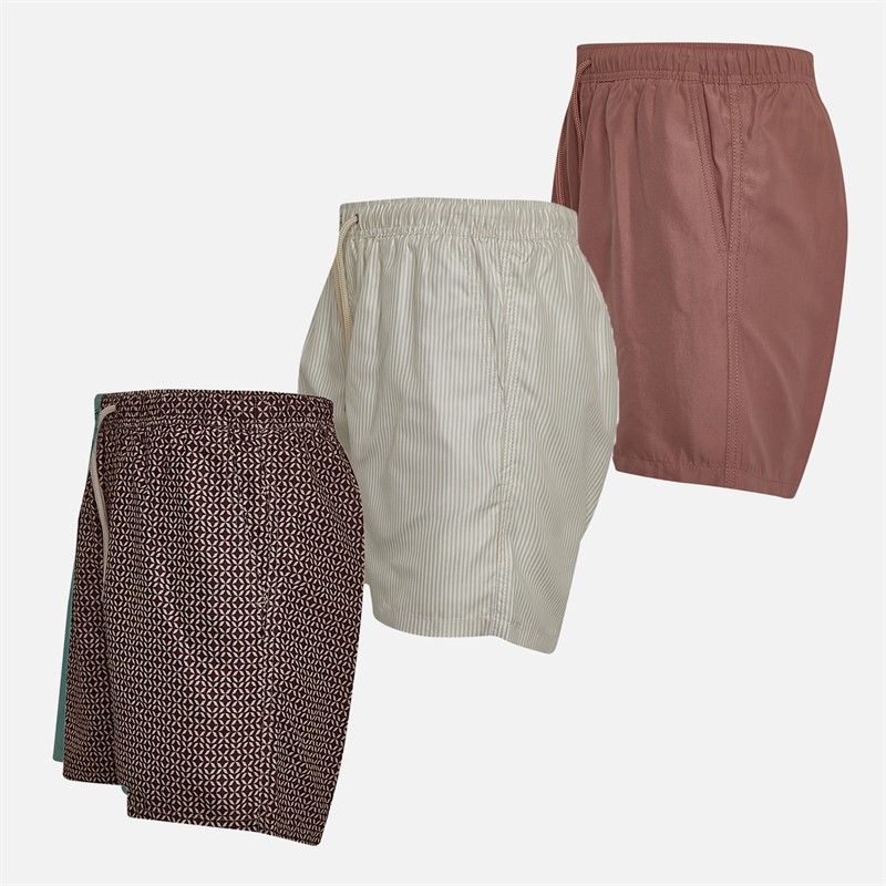 Onfire Mens Printed Three Pack Swim Shorts Geo/Stripe/Blush