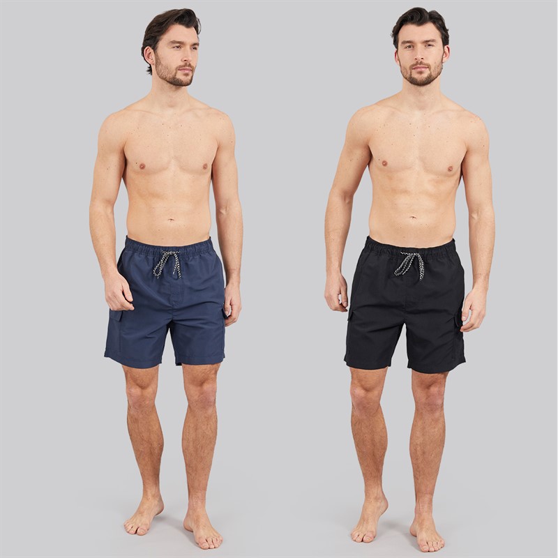 Onfire Mens Two Pack Cargo Swim Shorts Navy/Black