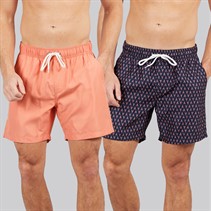 Onfire Mens Two Pack Swim Shorts Coral/Navy