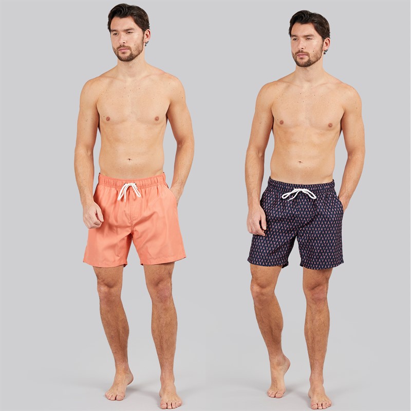 Onfire Mens Two Pack Swim Shorts Coral/Navy