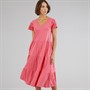 Onfire Womens Midi Broderie Sleeve Dress Hot Pink