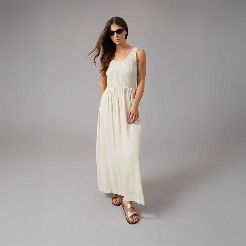 Onfire Womens Maxi Jersey Woven Mix Dress Sand