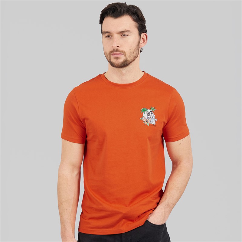 Onfire Mens Skull T-Shirt Rust