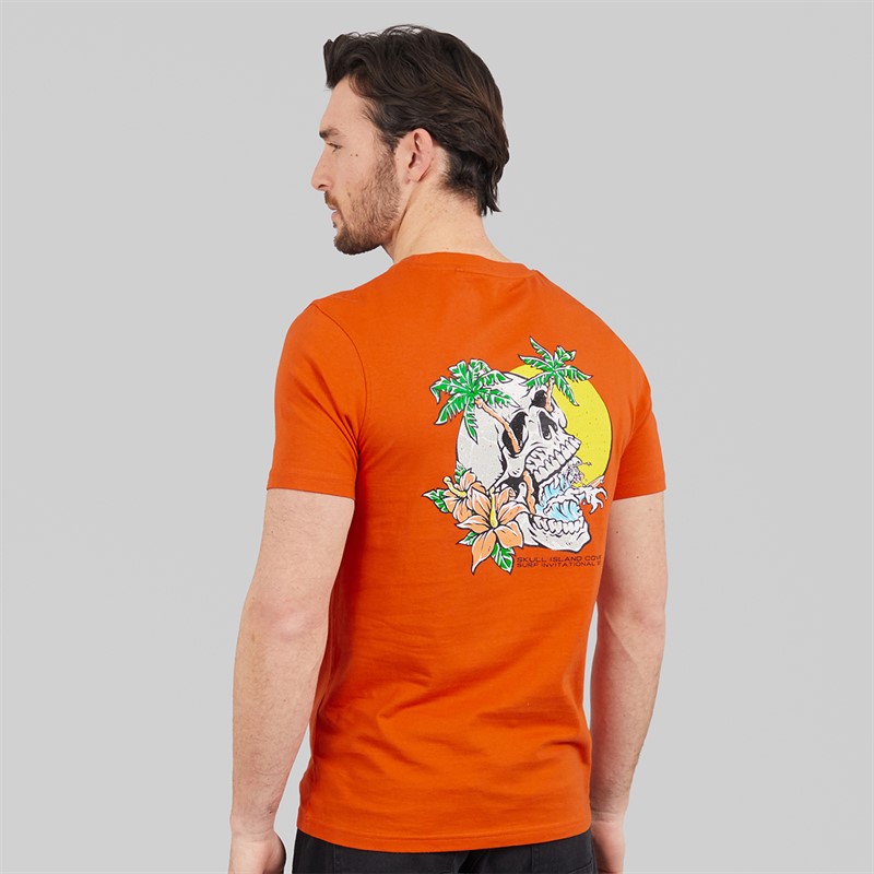 Onfire Mens Skull T-Shirt Rust