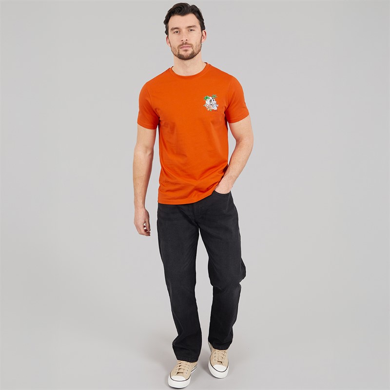 Onfire Mens Skull T-Shirt Rust