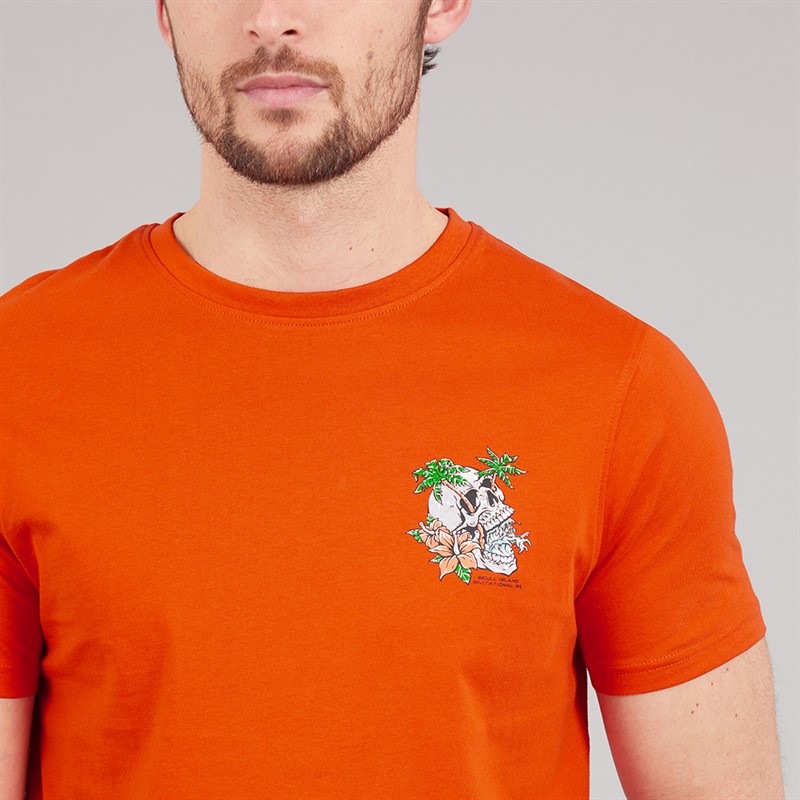 Onfire Mens Skull T-Shirt Rust