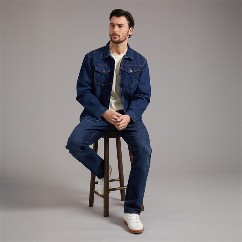 Onfire Mens Denim Jacket Dark Blue