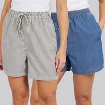 Onfire Womens Two Pack Elasticated Shorts Denim/Stripe