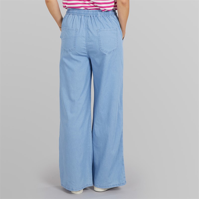 Onfire Womens Elasticated Wide Leg Jeans Light Wash