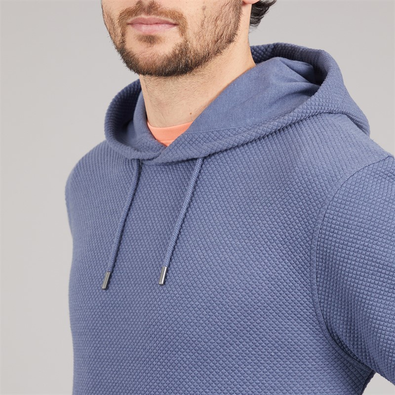 Onfire Mens Waffle Hoodie Vintage Indigo