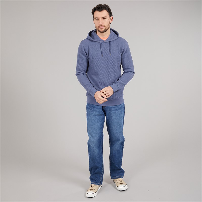 Onfire Mens Waffle Hoodie Vintage Indigo