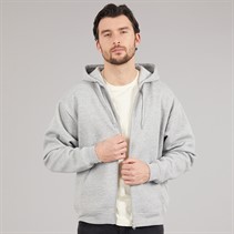 Onfire Mens Oversized Zip Through Hoodie Light Grey Marl