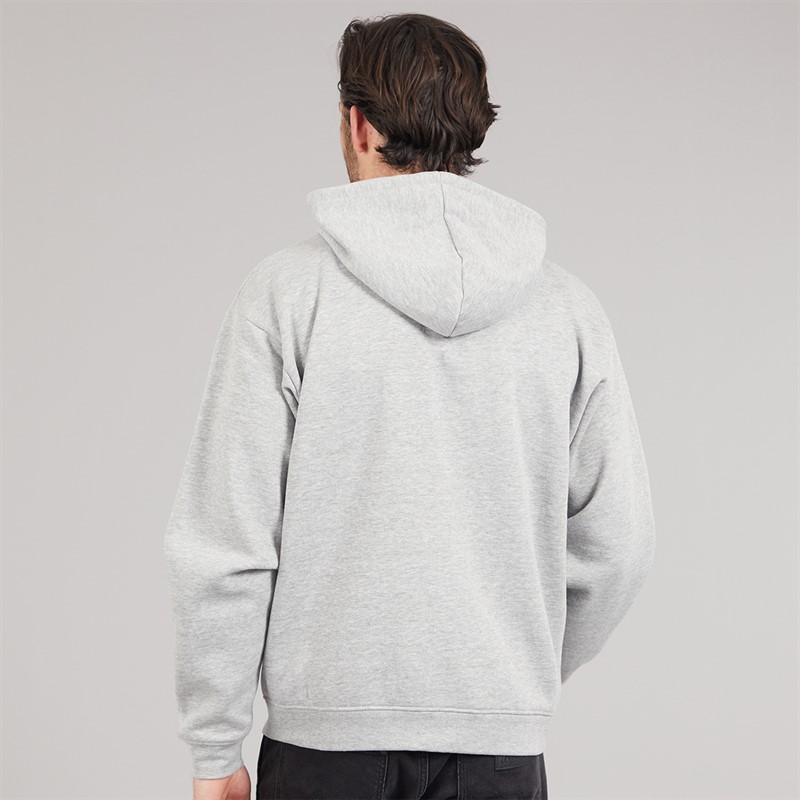 Onfire Mens Oversized Zip Through Hoodie Light Grey Marl