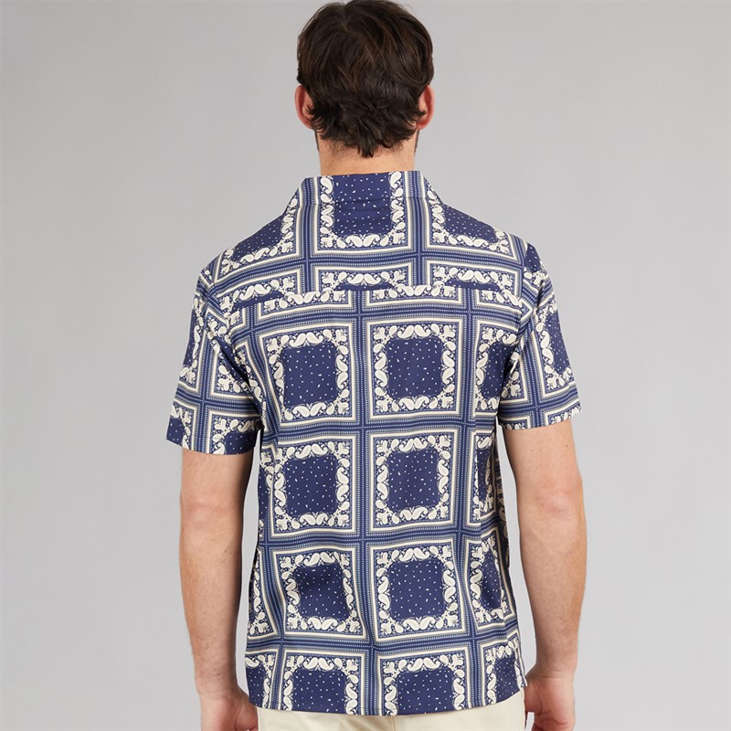 Onfire Mens Tile Print Shirt Blue Multi