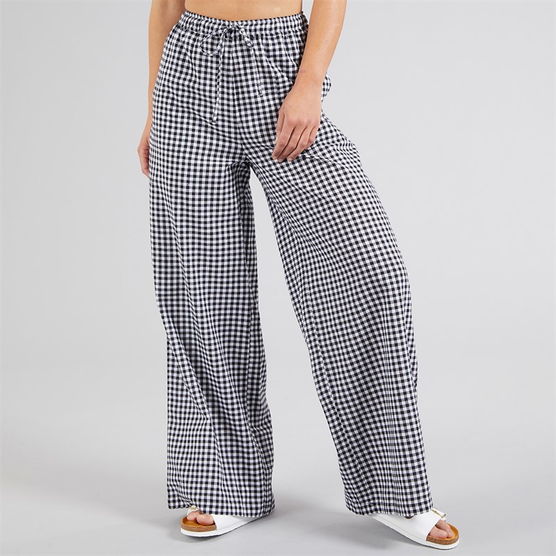 Onfire Womens Gingham Trousers Black White