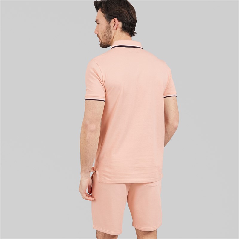 Onfire Mens Polo Shirt And Shorts Set Peach Whip