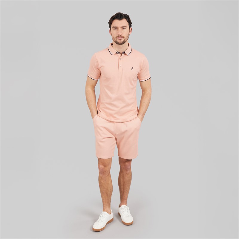 Onfire Mens Polo Shirt And Shorts Set Peach Whip
