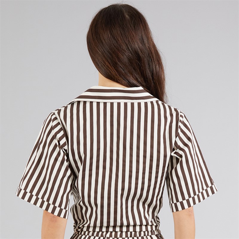 Onfire Womens Striped Shirt Brown Stripe